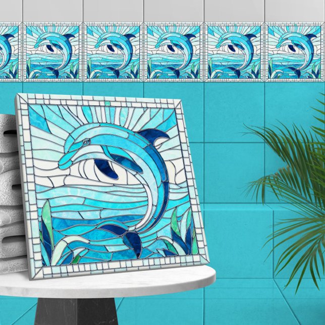 Carreau L'art de la mosaïque des dauphins - Azul et Emeral (Créateur téléchargé)