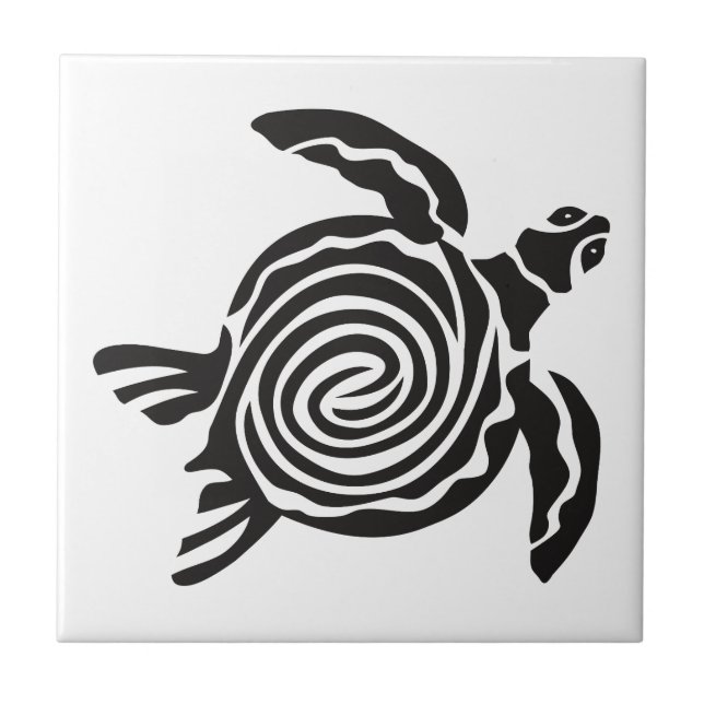 Carreau L'art de la tortue tribale noire et blanche (Devant)