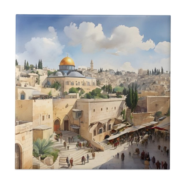 Carreau L'art de l'aquarelle Jérusalem Israël (Devant)