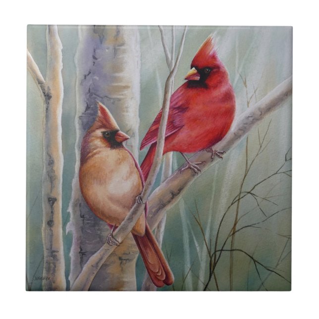 Carreau L'art de l'aquarelle rouge cardinal (Devant)