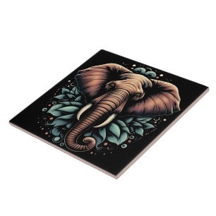 Carreau L'art de l'éléphant de l'aube fleuri lance l'oreil