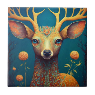 Carreau L'art de l'Imaginaire de cerfs lunaires