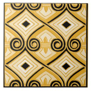 Carreau L'art déco fait Perse (jaune et noir)