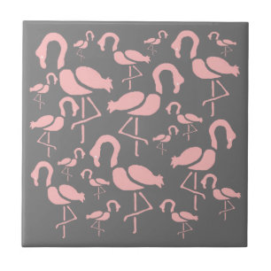 Carreau L'art des oiseaux de Flamant rose rose amusant