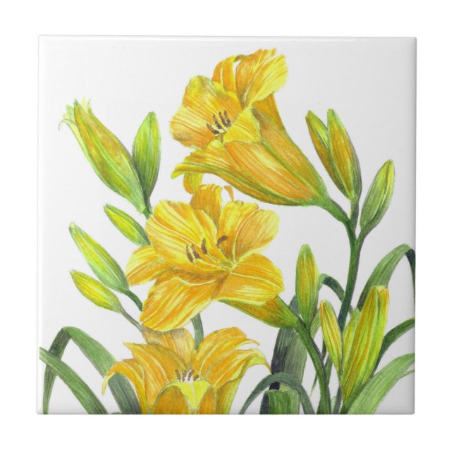 Carreau L'art floral de la Journée Jaune de l'aquarelle (Devant)