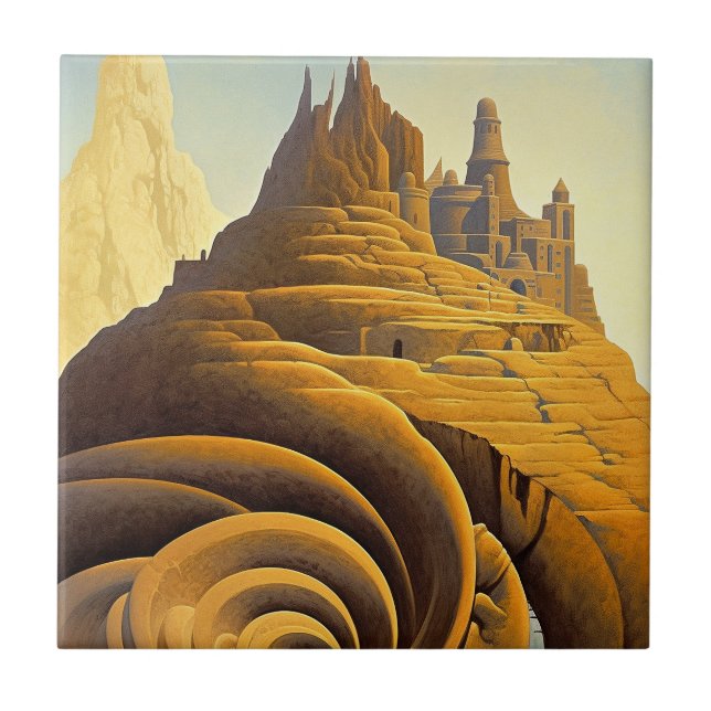Carreau L'art Imaginaire de Surreal Mountain City (Devant)