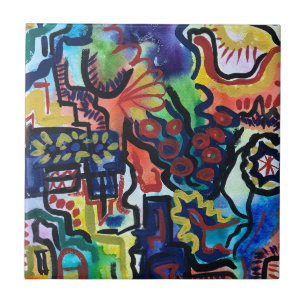 Carreau L'art moderne peint à la main dans les jardins d'E