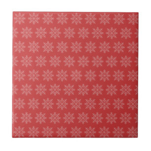 Carreau L'art saisonnier des flocons de neige de Noël roug