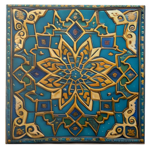 Carreau L'art traditionnel de la céramique bleue et orange