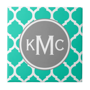 Carreau Lattice marocain turquoise gris