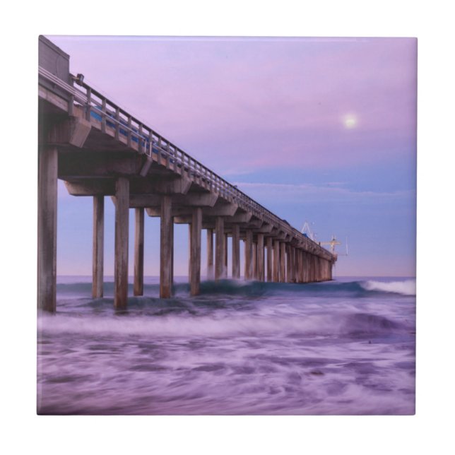 Carreau L'aube violette au-dessus de la jetée, Californie (Devant)