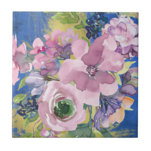Carreau Lavande Blues Aquarelle Floral