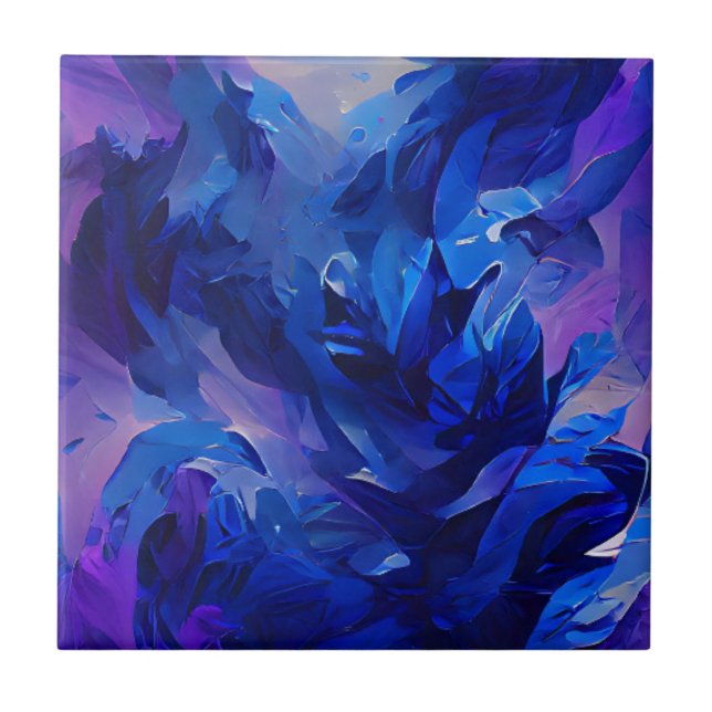 Carreau Lavande de fleur bleu marine de l'Indigo (Devant)