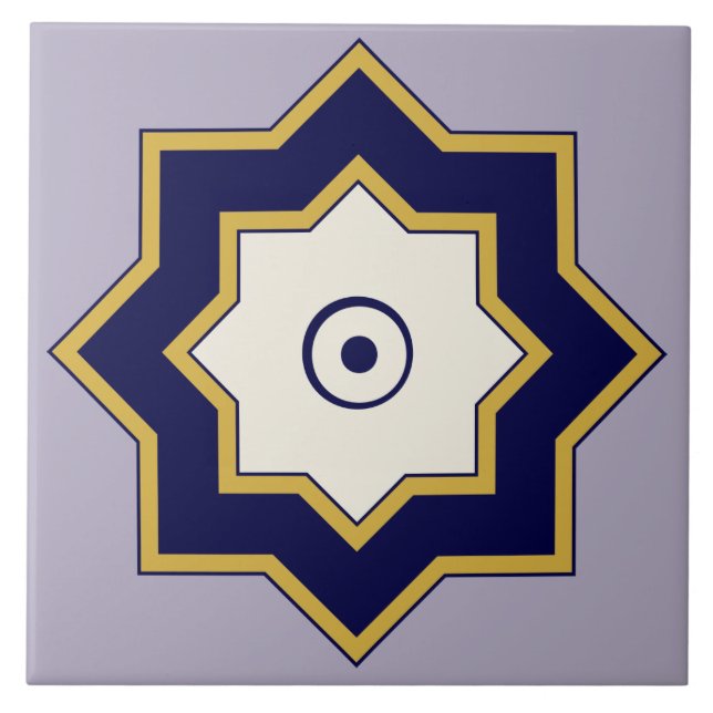 Carreau Lavande, Ecru, et tuile du Moyen-Orient de bleu (Devant)