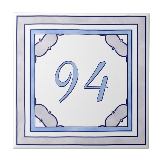Carreau Lavande et grand numéro de maison bleu (Devant)