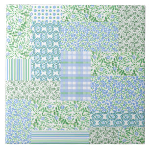 Carreau Le bigorneau bleu fleurit le patchwork vintage de