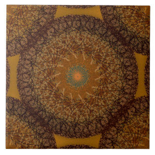 Carreau Le Boho Mandala, jaune moutarde Brown les années 7