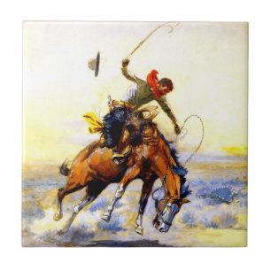 Carreau "Le Bucker" Western Art de Charles M Russell
