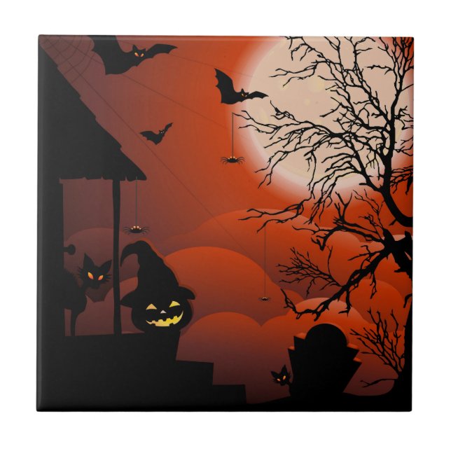 Carreau Le cauchemar de la lune sanglante d'Halloween (Devant)