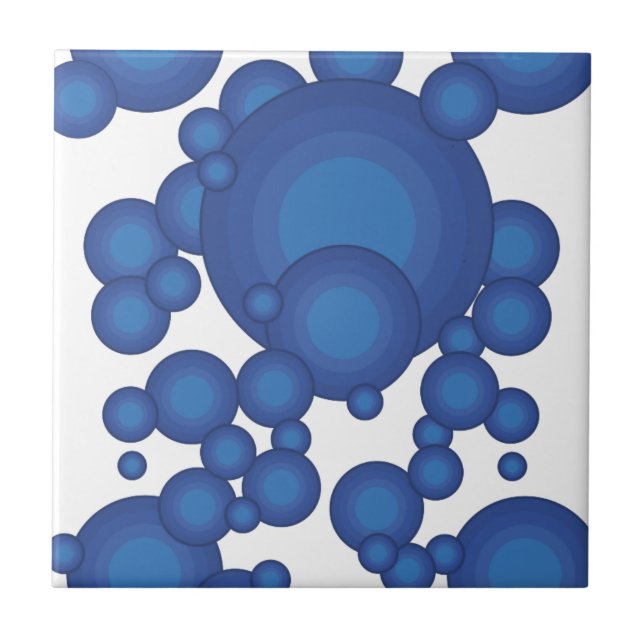 Carreau Le cercle de style années 70 bleu (Devant)