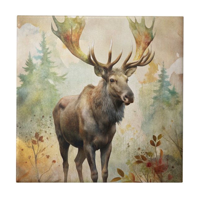 Carreau Le cerf dans une forêt (Devant)