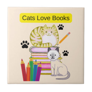 Carreau Le chat aime les livres