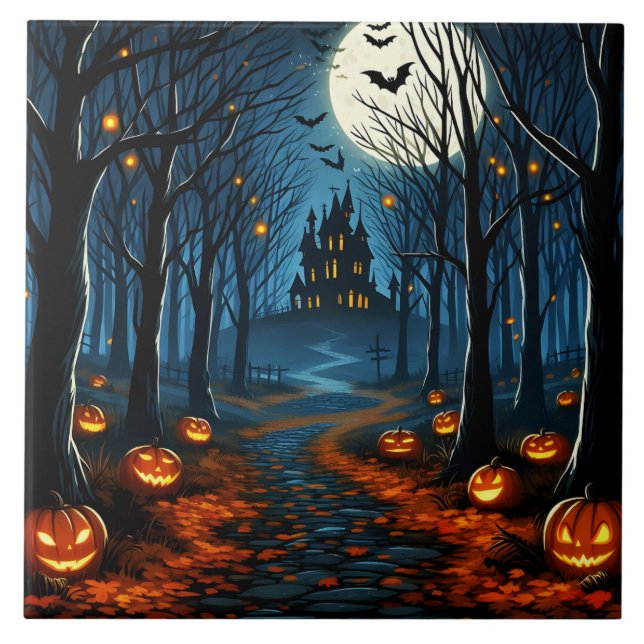 Carreau Le chemin de la forêt hantée- Halloween (Devant)