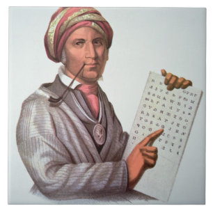 Carreau Le chercheur cherokee, Sequoyah (1776-1843)