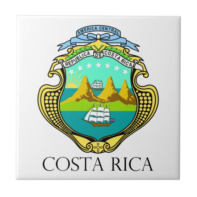 Carreau Le COSTA RICA - emblème/drapeau/manteau des (Devant)
