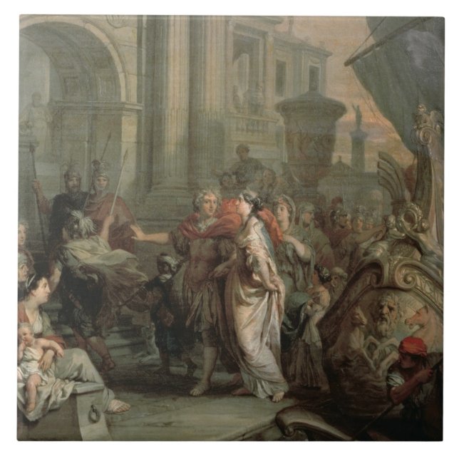 Carreau Le débarquement de Cléopâtre au tarse (huile (Devant)