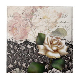 Carreau le Français scripts le rose blanc de victorian