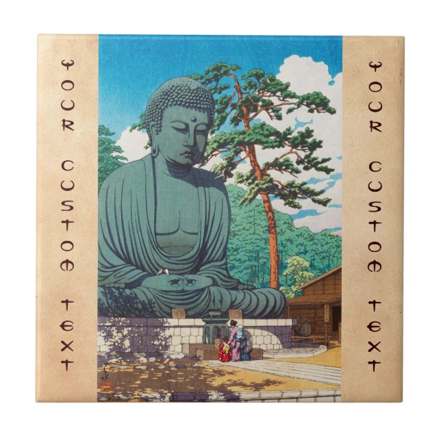 Carreau Le Grand Bouddha à Kamakura Hasui Kawase hanga (Devant)