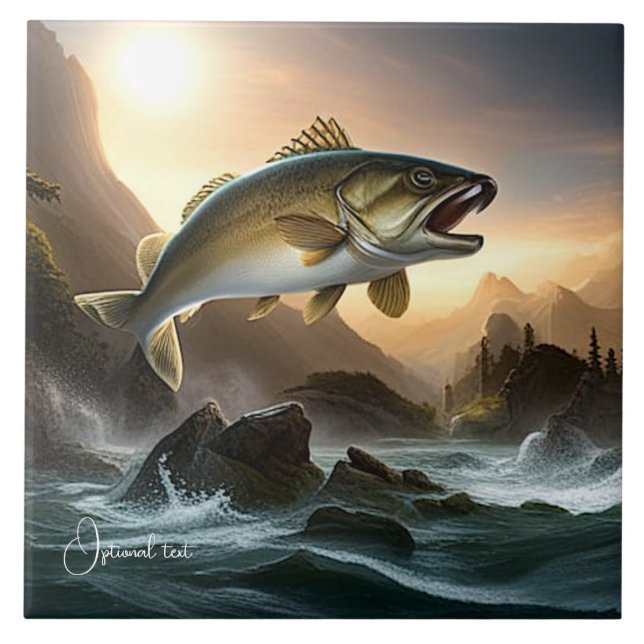 Carreau Le grand poisson saute dans les rapides (Devant)