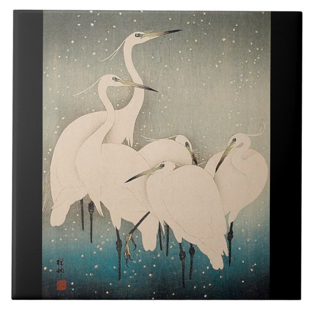 Carreau Le Japon aime les oiseaux sauvages de la neige Car (Devant)