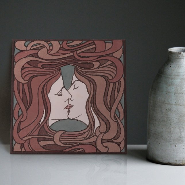 Carreau Le Kiss Peter Behrens Art Nouveau Art Déco Cerami (Créateur téléchargé)