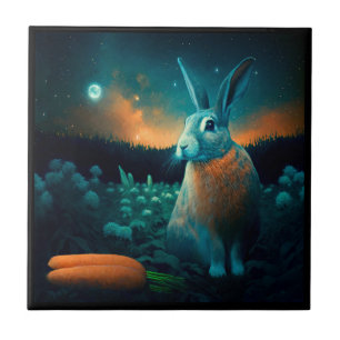 Carreau Le lapin de la prospérité au clair de lune