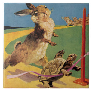 Carreau « Le Lapin et le Lièvre » par Harry Rountree