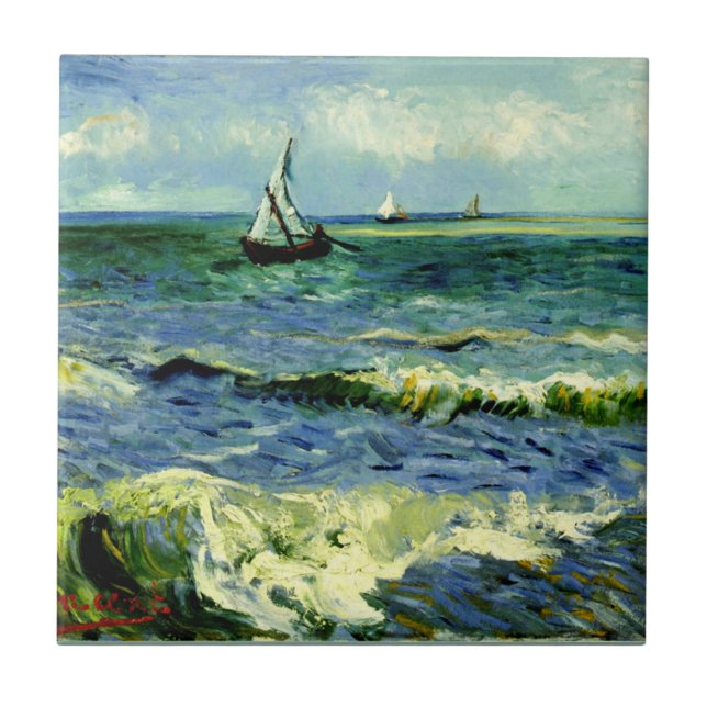 Carreau Le littoral de Saintes-Maries par van Gogh (Devant)