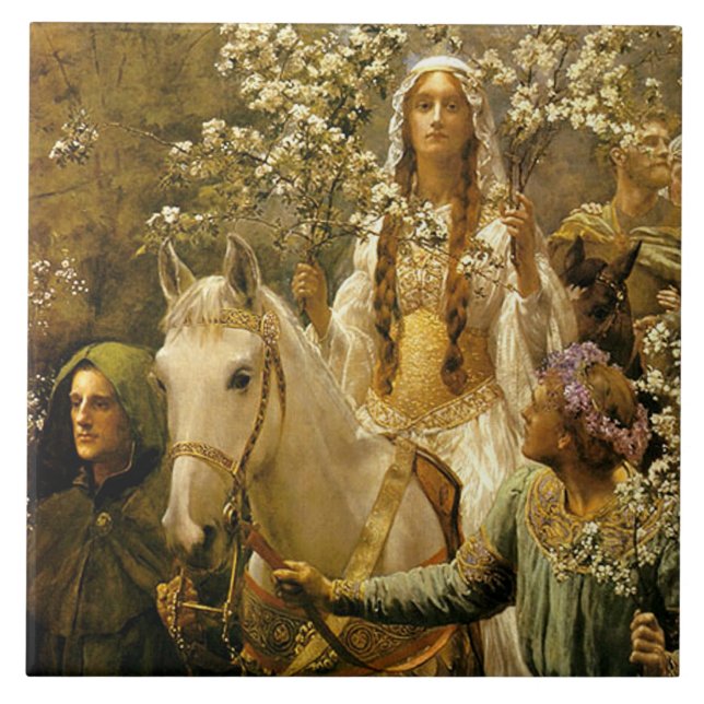 Carreau Le Maying de la Reine Guinevere par John Collier (Devant)