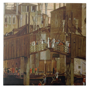 Carreau Le miracle de la relique de la croix sainte,