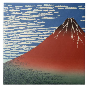 Carreau Le Mont Fuji par temps clair (Fuji Rouge) (Hokusai