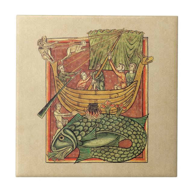 Carreau Le naufrage d'un bateau sur une baleine (Devant)