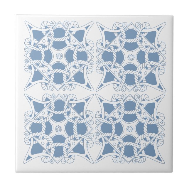 Carreau Le noeud celtique de marin de tuile Ropes le bleu (Devant)