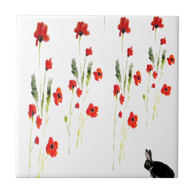 Carreau Le pavot fleurit le lapin (Devant)