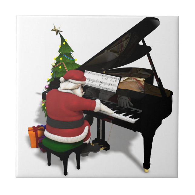 Carreau Le Père Noël Jouer Piano (Devant)
