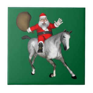 Carreau Le Père Noël Monte Un Cheval Gris