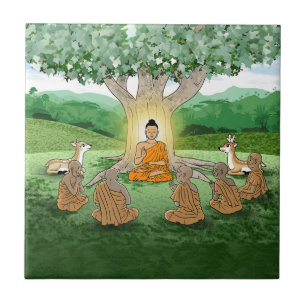Carreau Le premier sermon d'enseignement de bouddha Carrel
