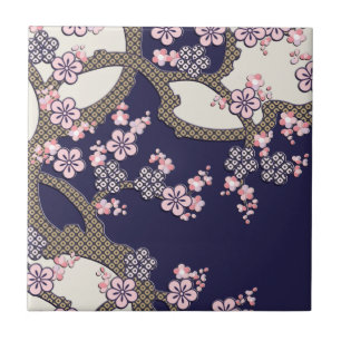 Carreau Le prunier fleurit le textile japonais
