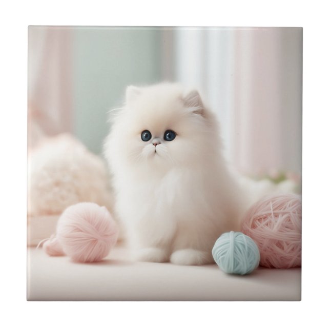 Carreau Le rêve pastel doux du chat perse (Devant)