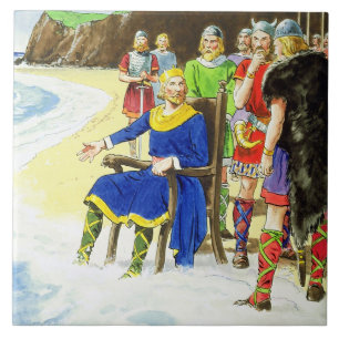 Carreau Le Roi Canute (c.995-1035) des 'piaulements dans